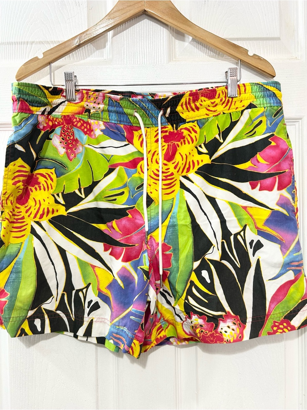 Vintage Polo Ralph Lauren Tropical Floral Swim Trunks Men’s Medium Cotton